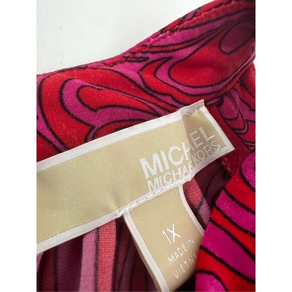 MICHAEL KORS Cynthia Paisley Halter Maxi Dress Radiant Pink Size 1X - Picture 13 of 16